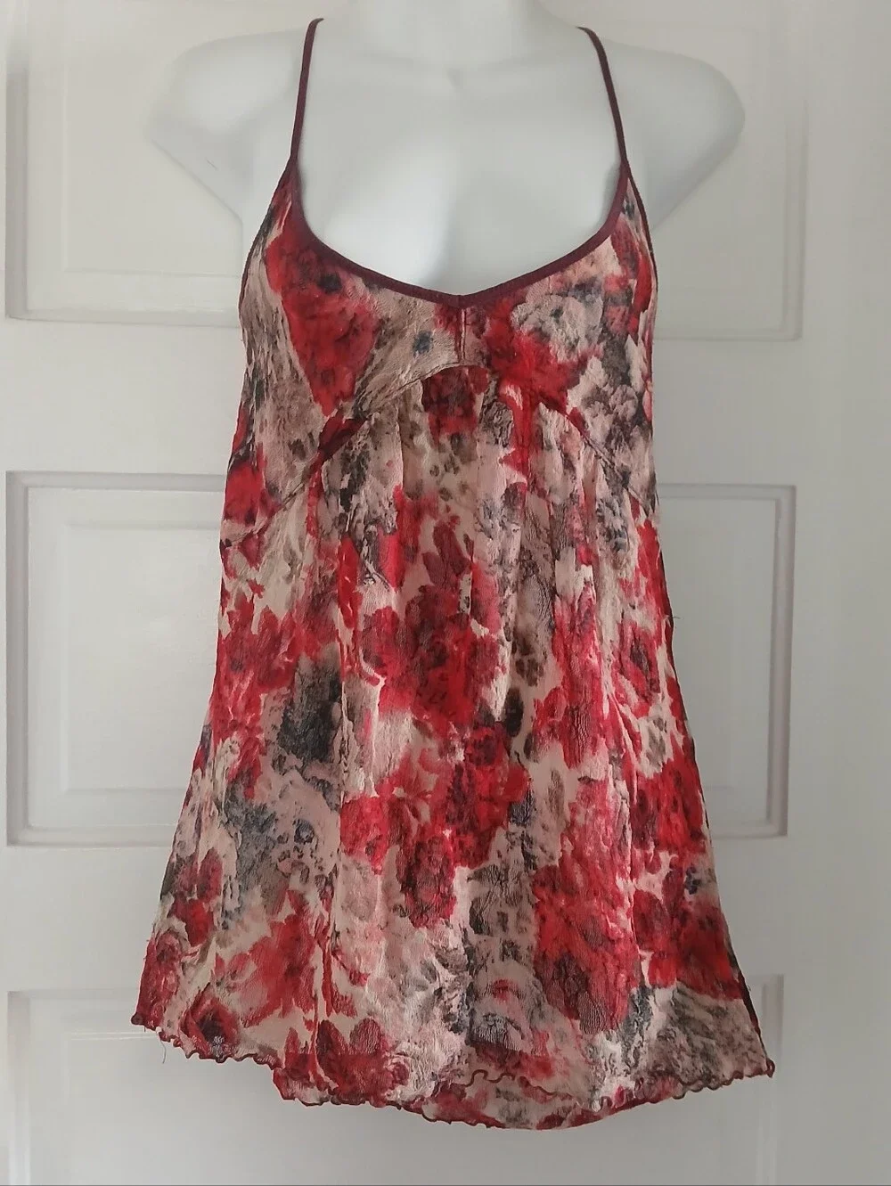 Free People Slip Tank Top Floral Babydoll Feminine Romantic Flowy Asymmetric Hem